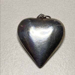 Sterling Silver‎ Large Puffy Heart Pendant 925